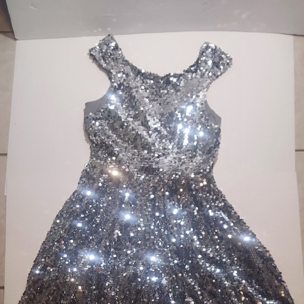 dELiA*s Shimmering Silver Sequin Mini Dress